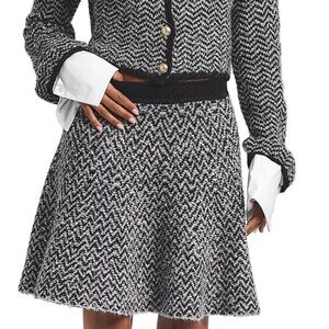 NWT Derek Lam 10 Crosby Herringbone Alpaca Wool Mini Skirt Ivory Black S/P